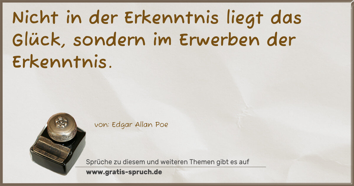 Spruchbild: Nicht in der Erkenntnis liegt das Glück, sondern im Erwerben der Erkenntnis.