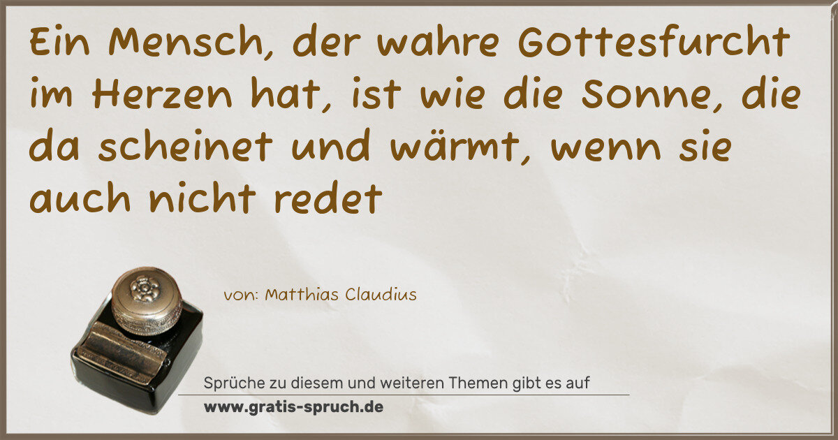 Spruchbild: Ein Mensch, der wahre Gottesfurcht im Herzen hat, ist wie die Sonne, die da scheinet und …