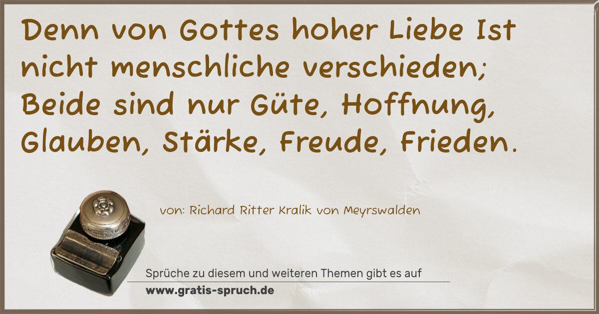 Spruchbild: Denn von Gottes hoher Liebe Ist nicht menschliche verschieden; Beide sind nur Güte, Hoffnu …