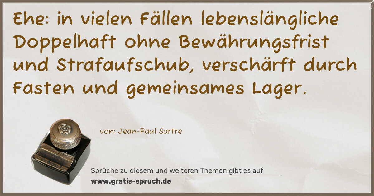Spruchbild: Ehe: in vielen Fällen lebenslängliche Doppelhaft ohne Bewährungsfrist und Strafaufschub, …