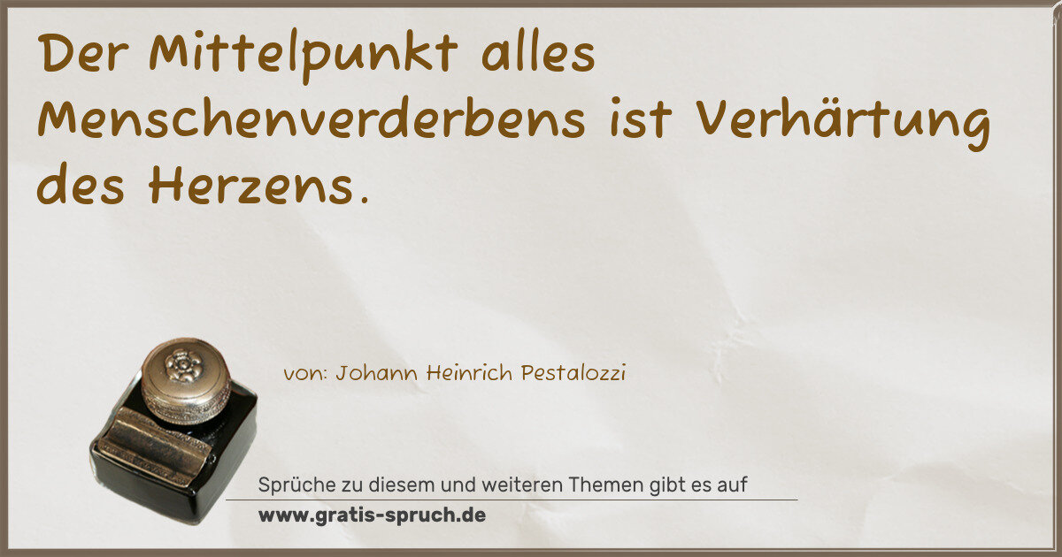 Spruchbild: Der Mittelpunkt alles Menschenverderbens ist Verhärtung des Herzens.