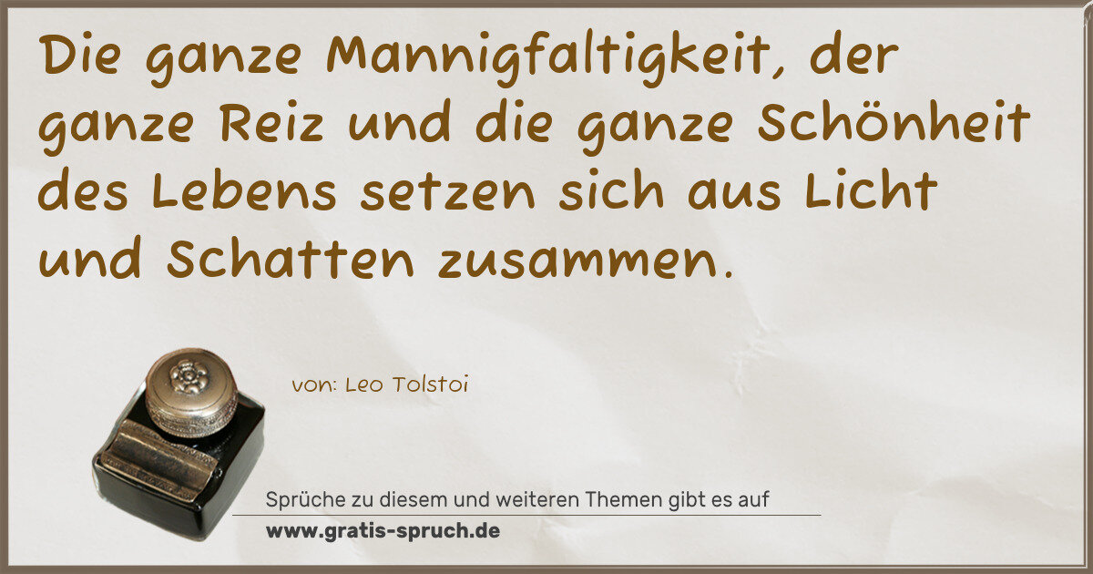 Spruchbild: Die ganze Mannigfaltigkeit, der ganze Reiz und die ganze Schönheit des Lebens setzen sich …