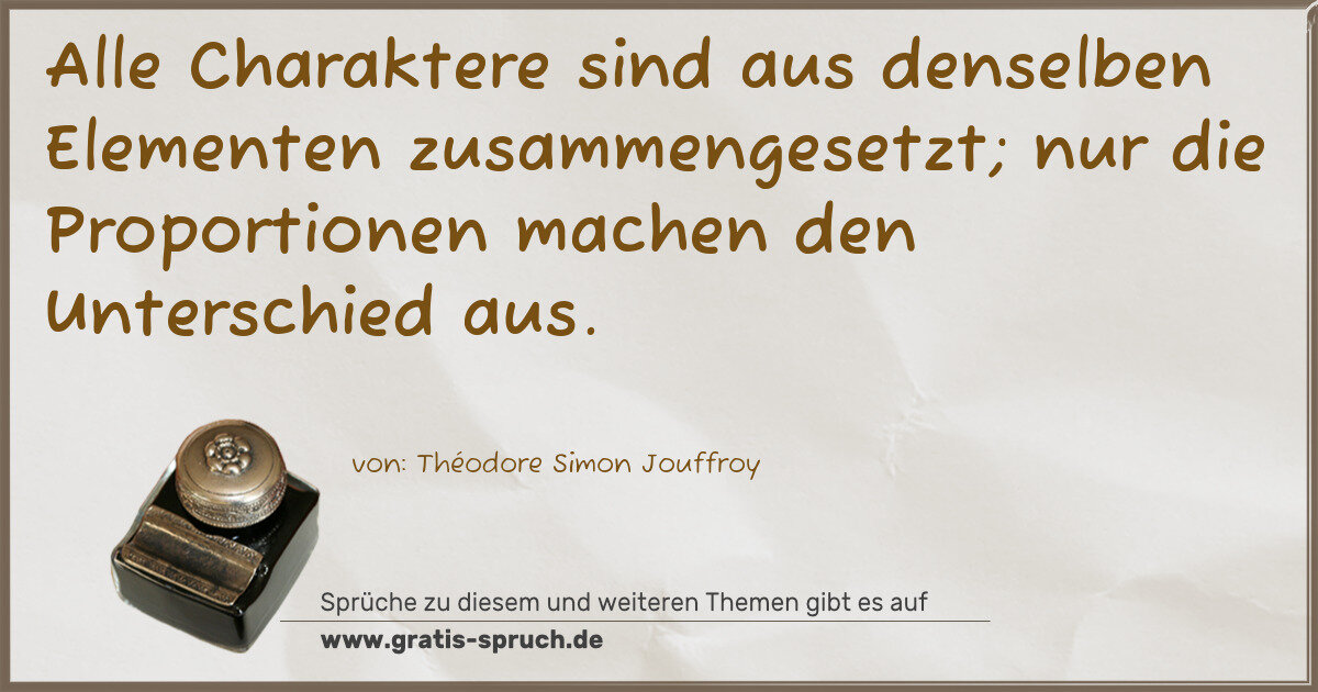 Spruchbild: Alle Charaktere sind aus denselben Elementen zusammengesetzt; nur die Proportionen machen …