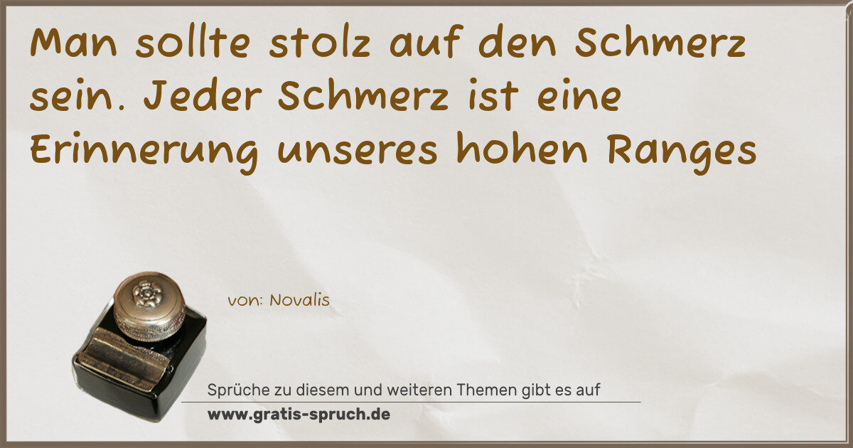 Spruchbild: Man sollte stolz auf den Schmerz sein. Jeder Schmerz ist eine Erinnerung unseres hohen Ra …