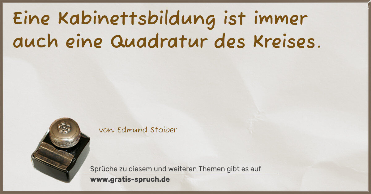 Spruchbild: Eine Kabinettsbildung ist immer auch eine Quadratur des Kreises.
