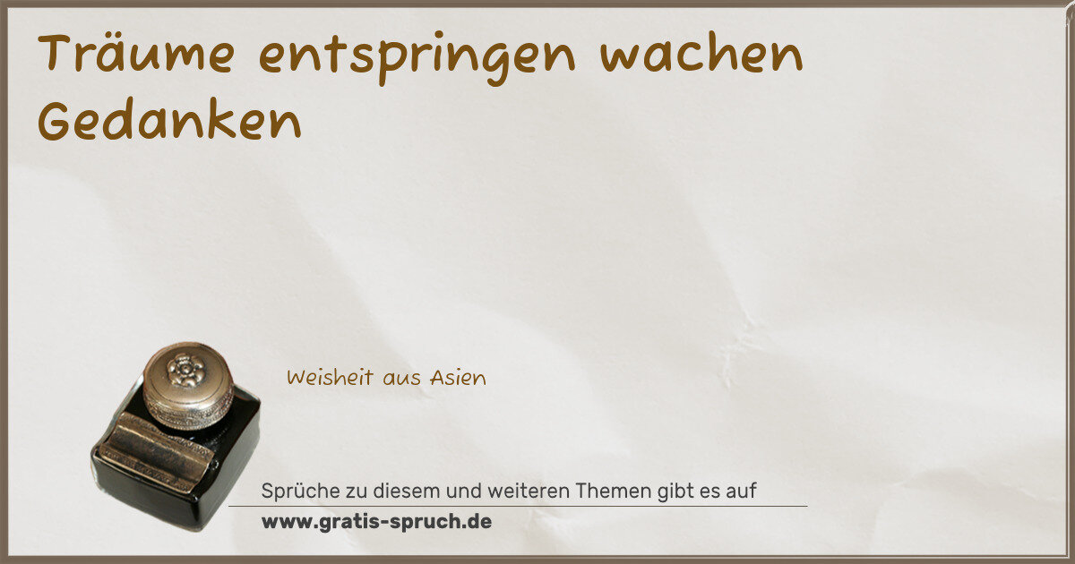 Spruchbild: Träume entspringen wachen Gedanken