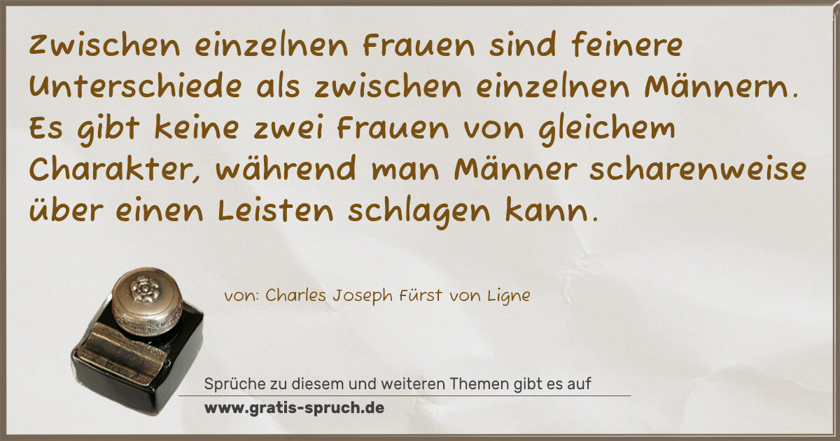 Spruchbild: Zwischen einzelnen Frauen sind feinere Unterschiede als zwischen einzelnen Männern. Es gib …