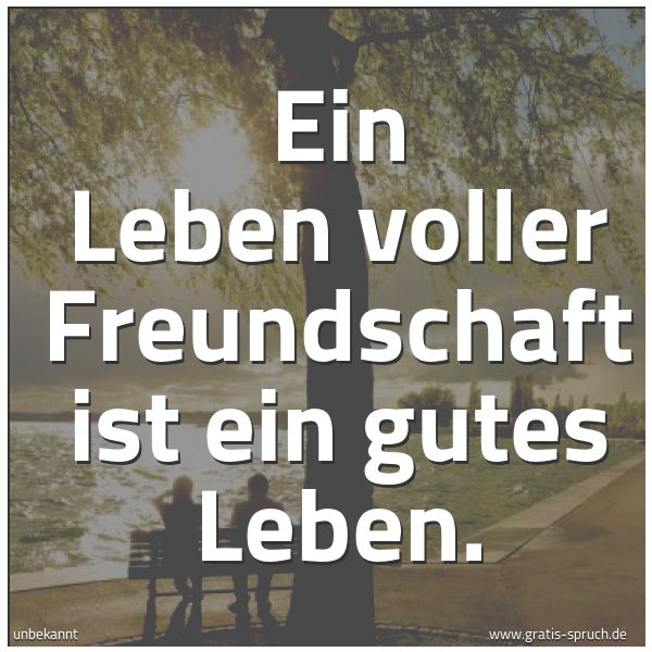 Quadratisches Spruchbild: Ein Leben voller Freundschaft ist ein gutes Leben.
