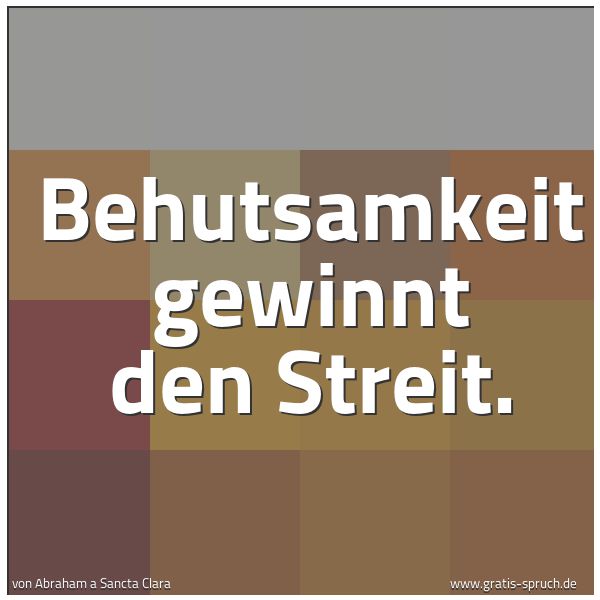Quadratisches Spruchbild: Behutsamkeit gewinnt den Streit.