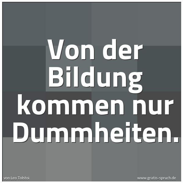 Quadratisches Spruchbild: Von der Bildung kommen nur Dummheiten.