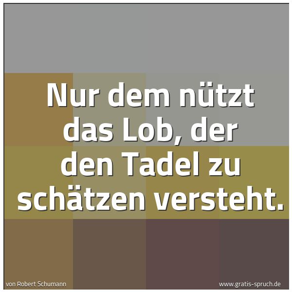 Quadratisches Spruchbild: Nur dem nützt das Lob, der den Tadel zu schätzen versteht.