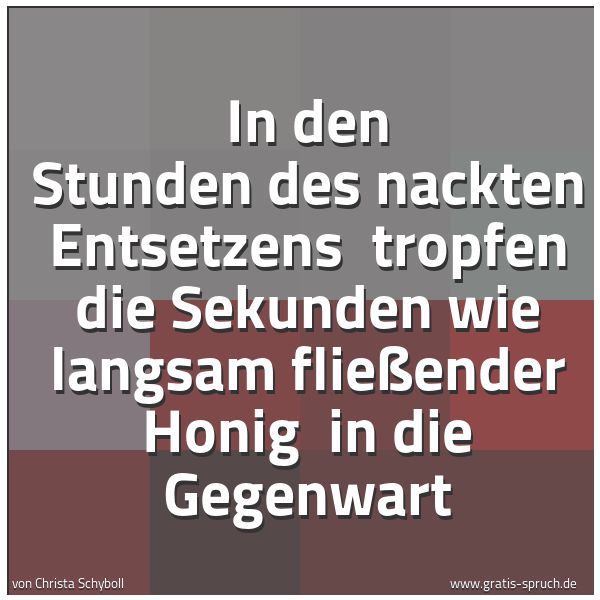 Quadratisches Spruchbild: In den Stunden des nackten Entsetzens tropfen die Sekunden wie langsam fließender Honig …