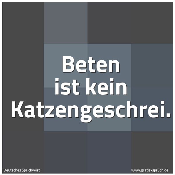 Quadratisches Spruchbild: Beten ist kein Katzengeschrei.