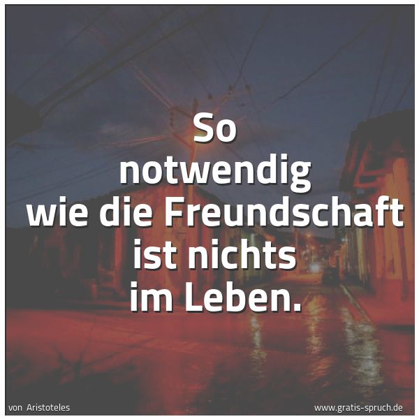 Quadratisches Spruchbild: So notwendig wie die Freundschaft ist nichts im Leben.