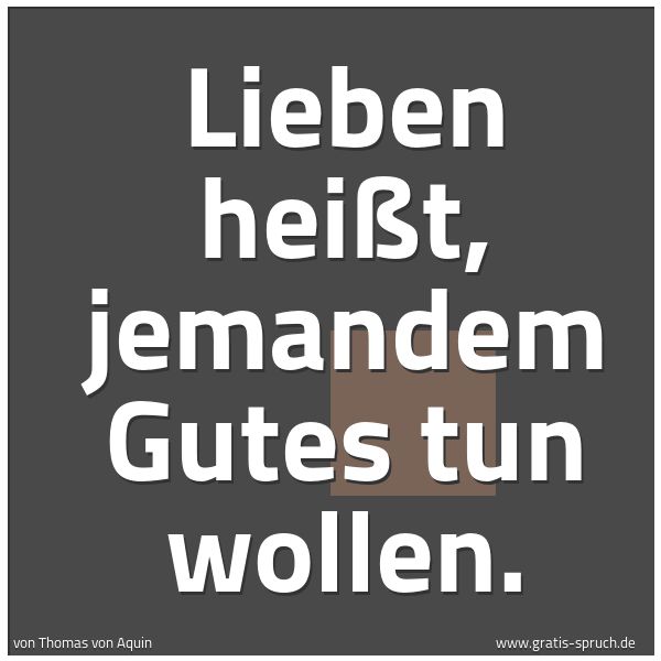 Quadratisches Spruchbild: Lieben heißt, jemandem Gutes tun wollen.