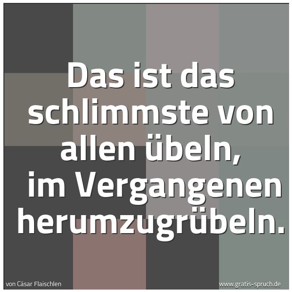 Quadratisches Spruchbild: Das ist das schlimmste von allen Übeln, im Vergangenen herumzugrübeln.
