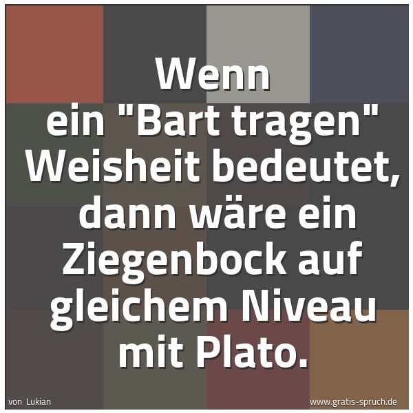 Quadratisches Spruchbild: Wenn ein "Bart tragen" Weisheit bedeutet, dann wäre ein Ziegenbock auf gleichem Niveau mi …