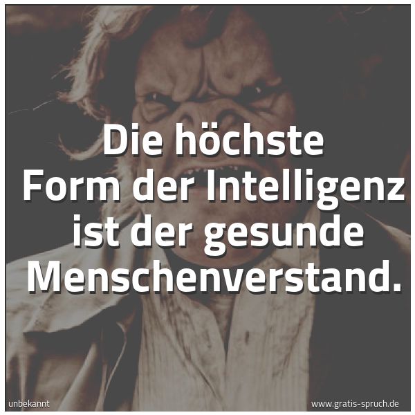 Quadratisches Spruchbild: Die höchste Form der Intelligenz ist der gesunde Menschenverstand.