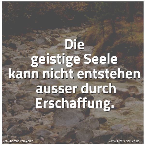 Quadratisches Spruchbild: Die geistige Seele kann nicht entstehen ausser durch Erschaffung.