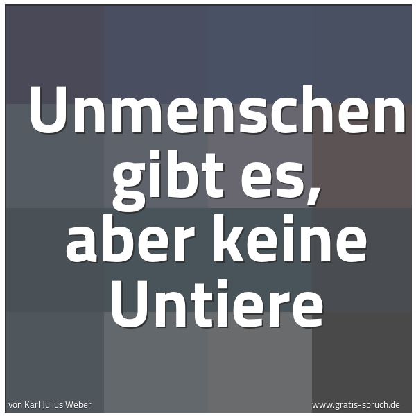 Quadratisches Spruchbild: Unmenschen gibt es, aber keine Untiere