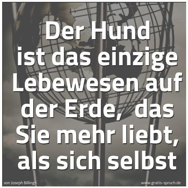 Quadratisches Spruchbild: Der Hund ist das einzige Lebewesen auf der Erde, das Sie mehr liebt, als sich selbst