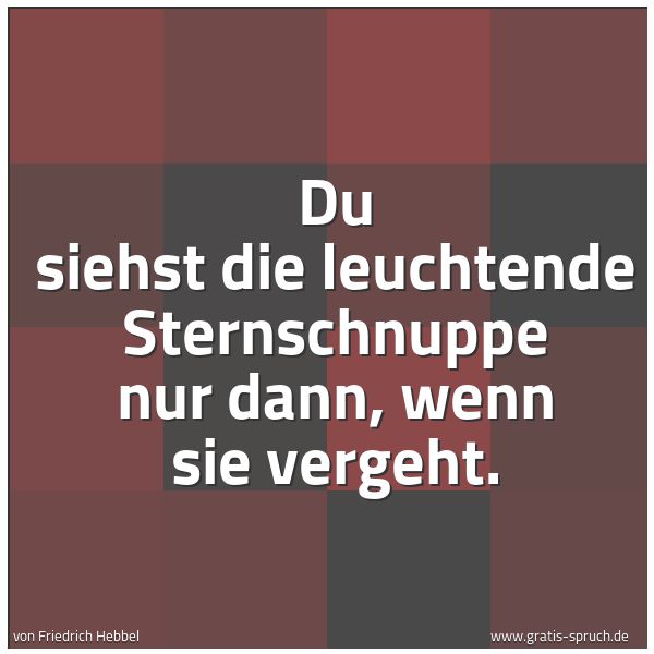Quadratisches Spruchbild: Du siehst die leuchtende Sternschnuppe nur dann, wenn sie vergeht.