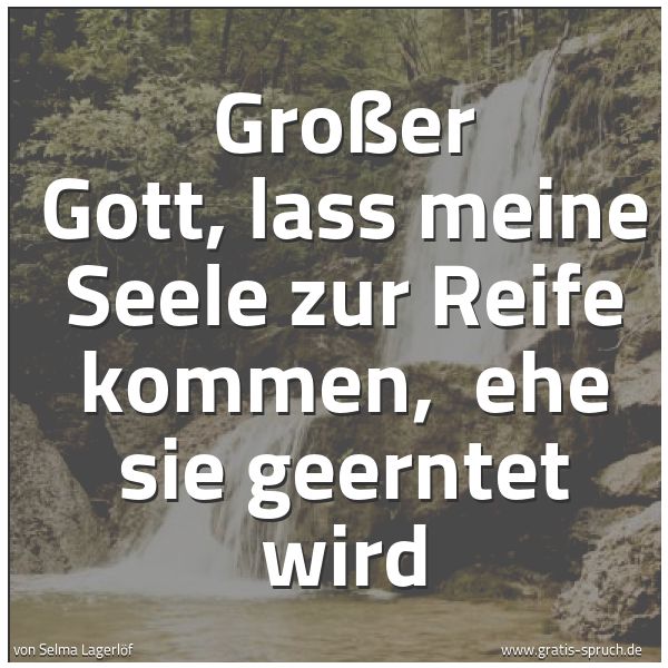 Quadratisches Spruchbild: Großer Gott, lass meine Seele zur Reife kommen,  ehe sie geerntet wird