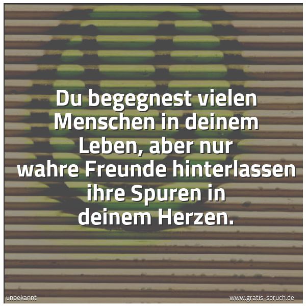 Quadratisches Spruchbild: Du begegnest vielen Menschen in deinem Leben, aber nur wahre Freunde hinterlassen ihre Spu …