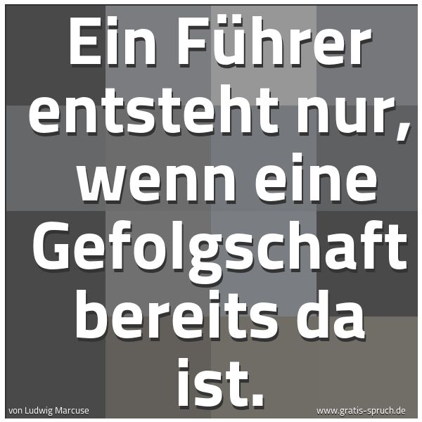Quadratisches Spruchbild: Ein Führer entsteht nur, wenn eine Gefolgschaft bereits da ist.