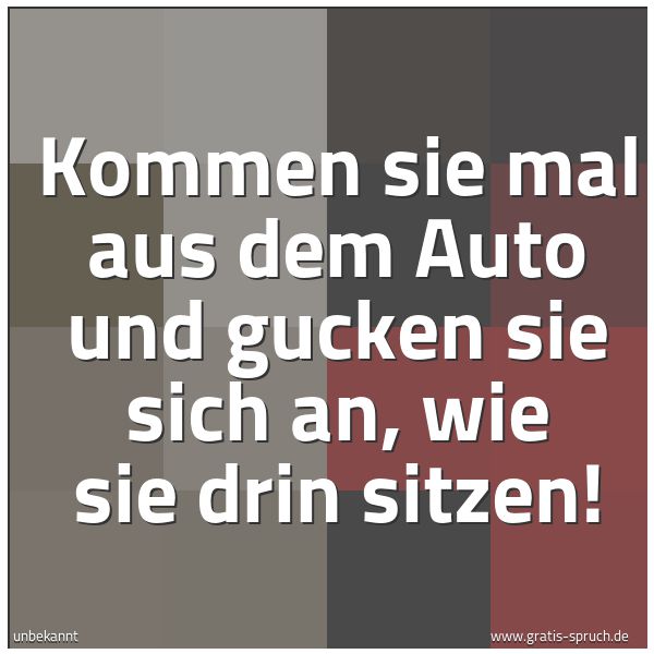 Quadratisches Spruchbild: Kommen sie mal aus dem Auto und gucken sie sich an, wie sie drin sitzen!