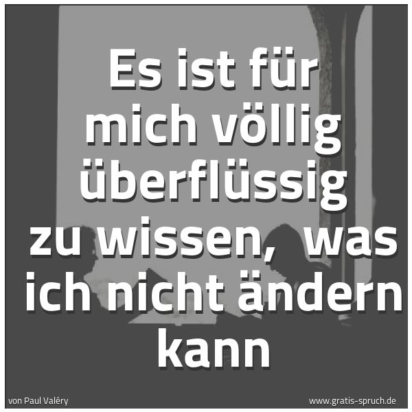 Quadratisches Spruchbild: Es ist für mich völlig überflüssig zu wissen, was ich nicht ändern kann